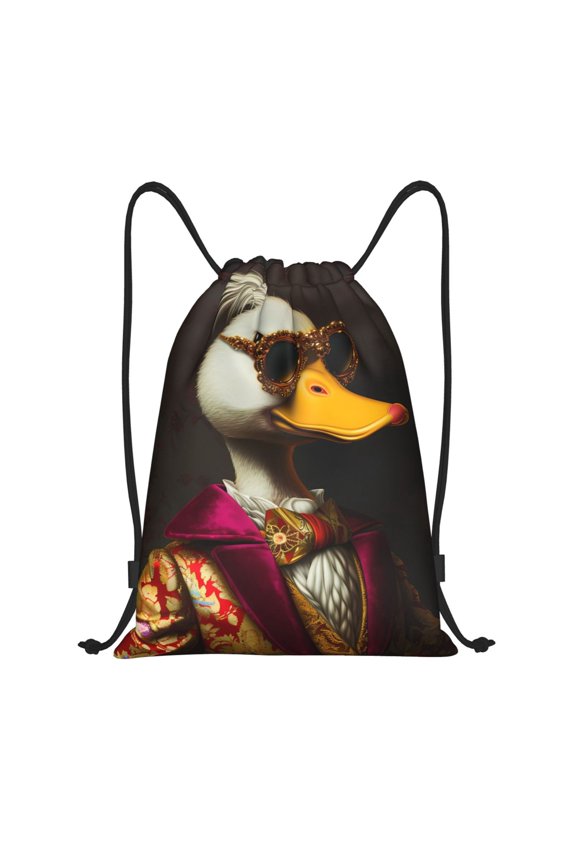 Noble Style Duck Print Drawstring Backpack Bag,Waterproof Draw String Back Sack, Gym Drawstring Bags Swim Bag For Unisex