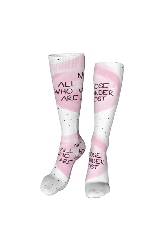 Not All Those Who Wander Are Lost Funny Silky Novelty Funky Long Knee High Socks Soft 3D Print Cosplay Crazy Stockings for Men Women