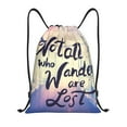 thumbnail image 1 of Kdxio Not All Those Who Wander Are Lost Print Drawstring Backpack Bag,Waterproof Draw String Back Sack, Gym Drawstring Bags Swim Bag For Unisex, 1 of 9