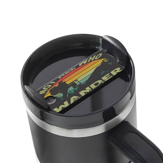 Kdxio Not All Who Wander Are Lost 1 Name Plate Compatible Stanley Cups Name Tag Acrylic Nameplate Tumbler Lid Topper for Cup Accessories