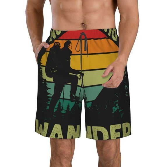 Kdxio Not All Who Wander Are Lost 1 Pattern Mens Casual Shorts - Drawstring Summer Beach Sports Shorts for Men
