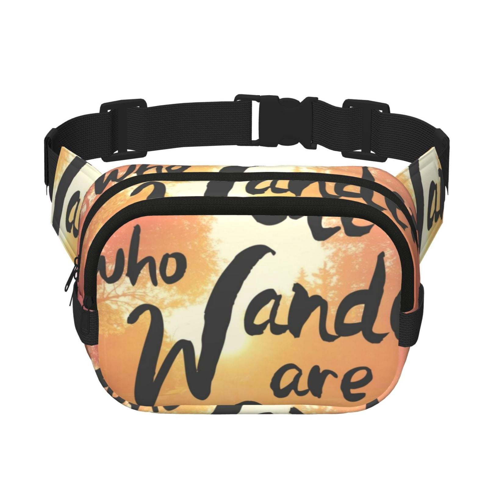 Kdxio Not All Who Wander Are Lost Crossbody Double Layer Waist Bag Belt Bag for Unisex Fanny Pack Fashion Waist Packs for Hiking Running Shopping Traveling