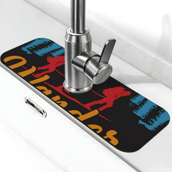 Kdxio Not All Who Wander Are Lost Hiking Pattern Non-Slip Diatom Mud Faucet Drain Pad,Self Absorbent Mat for Kitchen Sink for Variety Kitchen & Bathroom Countertops