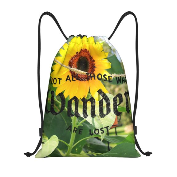 Kdxio Not All Who Wander Are Lost Print Drawstring Backpack Bag,Waterproof Draw String Back Sack, Gym Drawstring Bags Swim Bag For Unisex