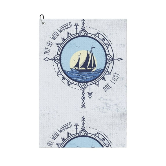 Kdxio Not All Who Wander Are Lost2 Pattern Golf Towel (24" X 16") with Carabiner Clip - The Convenient Golf Cleaning Towel