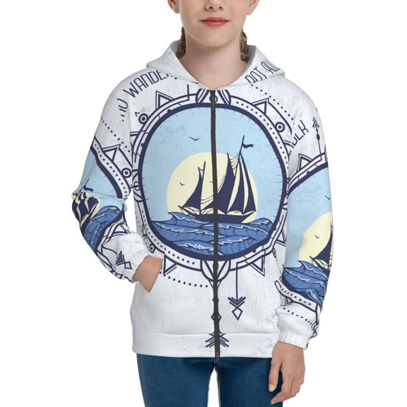 Kdxio Not All Who Wander Are Lost2 Pattern Kids Boys Girls Zip Up Hoodie 3D Printed Hooded Sweatshirt Hoody Coat with Pocket 7-12 Y-Small