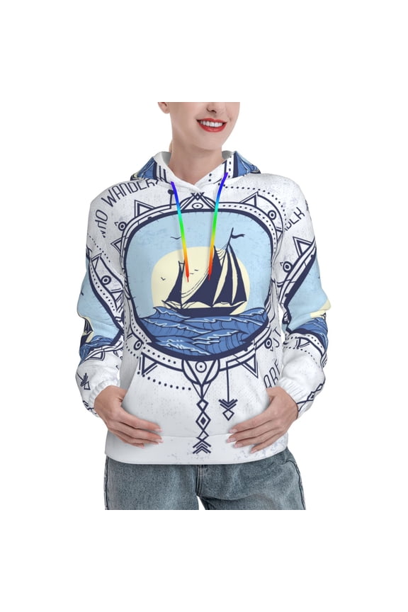 Not All Who Wander Are Lost2 Print Womens Oversized Hoodies Sweatshirts Hooded Pullover Tops Sweaters Casual-Medium