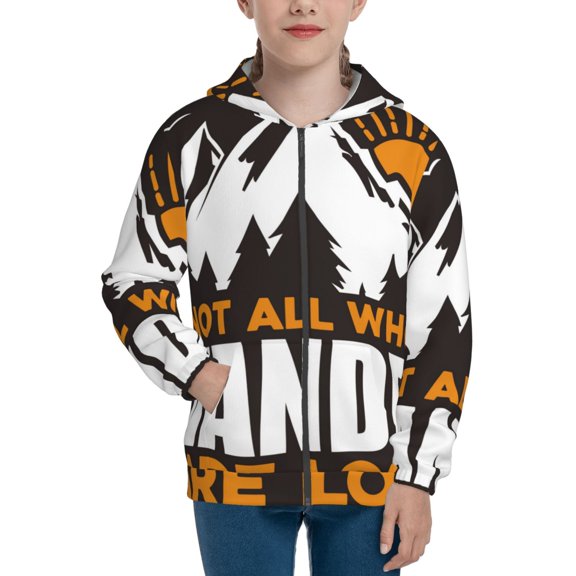 Kdxio Not All Who Wander Are Lost4 Pattern Kids Boys Girls Zip Up Hoodie 3D Printed Hooded Sweatshirt Hoody Coat with Pocket 7-12 Y-Small