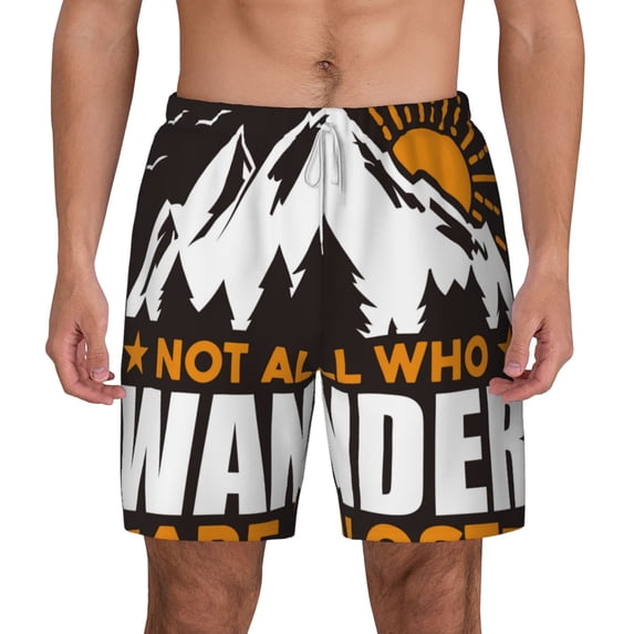 Kdxio Not All Who Wander Are Lost4 Print Men'S Swim Trunks With Compression Liner 7 Inch Inseam Quick Dry Swim Shorts