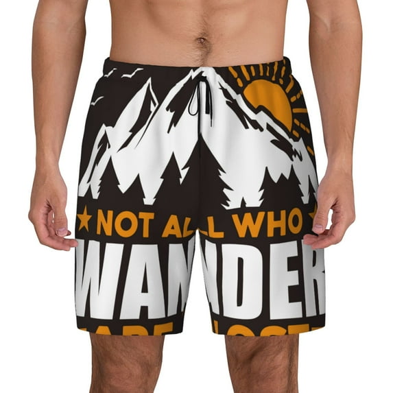 Kdxio Not All Who Wander Are Lost4 Print Men'S Swim Trunks With Compression Liner 7 Inch Inseam Quick Dry Swim Shorts