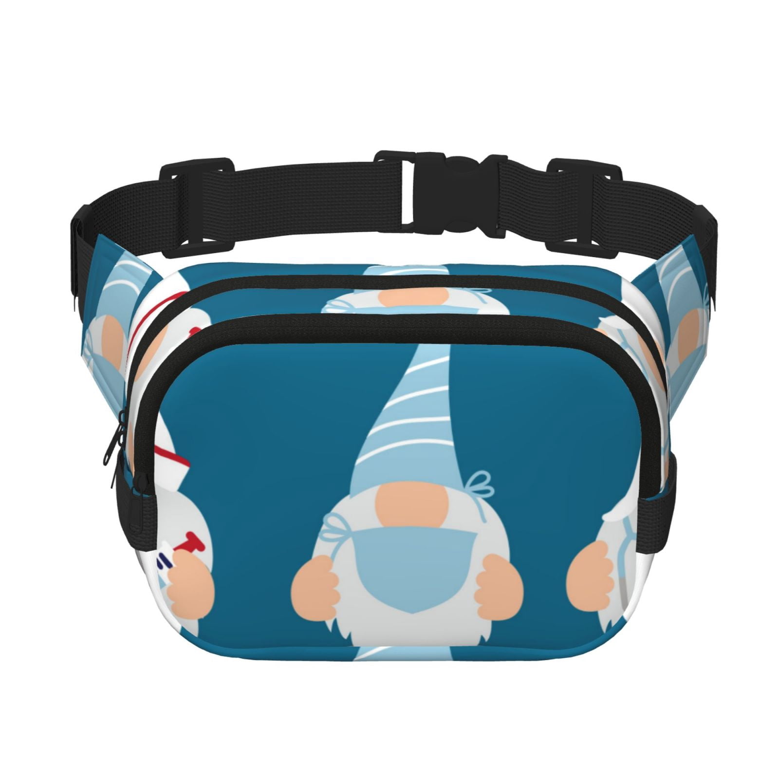 Kdxio Nurse Doctor Gnomes Crossbody Double Layer Waist Bag Belt Bag for Unisex Fanny Pack Fashion Waist Packs for Hiking Running Shopping Traveling