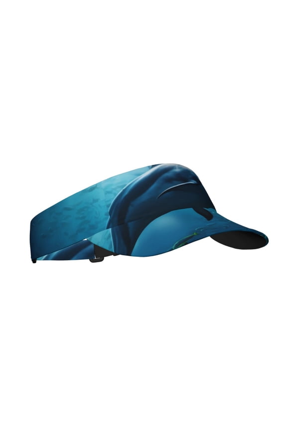Ocean Dolphin Fish School Print Sun Visor Hat Golf Visor Adjustable Velcro Outdoor Sports Cap for Men Women