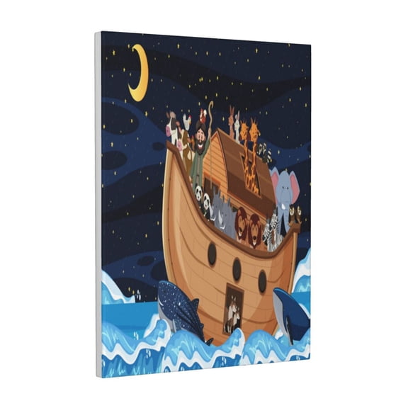 Kdxio Ocean Scene with Noah's Ark Pattern Canvas Wall Art 12x16 Inches - Waterproof HD Print Solid Wood Frame for Living Room & Bathroom,Vertical