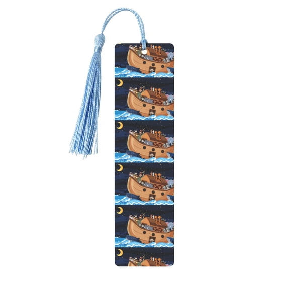 Kdxio Ocean Scene with Noah's Ark Print Metal Tassel Bookmarks,Perfect Gift for Art Lovers and Bookworms Metal Bookmarks for Women