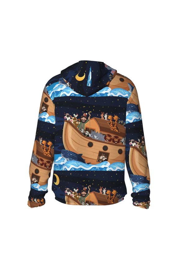 Ocean Scene with Noah's Ark Print Women Men Sun Protection UPF 50+ Jackets Zip Up Long Sleeve Hoodie Hiking Lightweight with Pockets