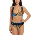 thumbnail image 1 of Kdxio Ocean Scene with Noah's Ark Print Women's 2 Piece High Waisted Wrap Spaghetti Strap Summer Swimsuit Bikini Set-Medium, 1 of 7