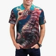 thumbnail image 1 of Kdxio Ocean Seahorse Print Men's Short Sleeve Polo Shirt,Midweight Men's Shirt, 1 of 5