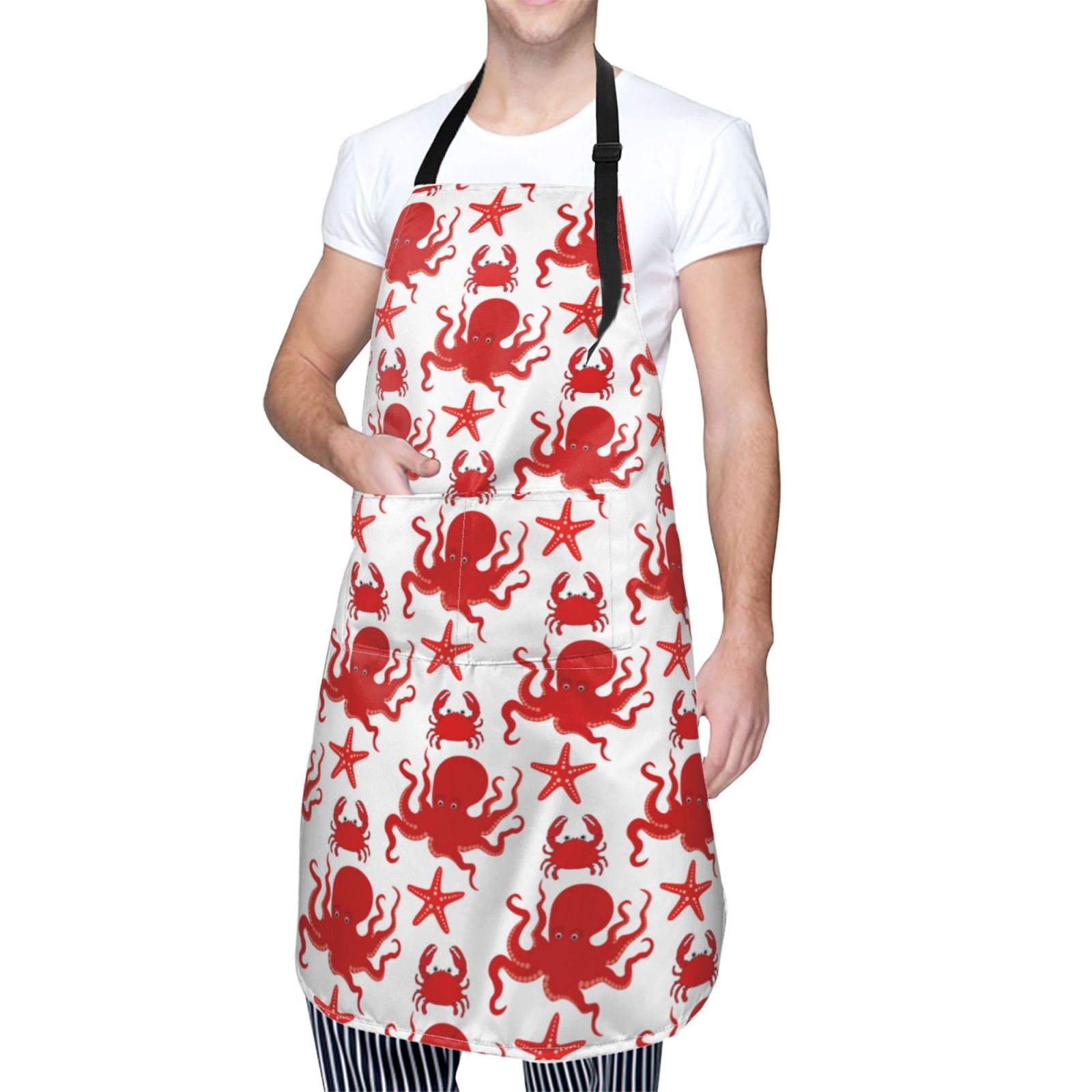 Kdxio Octopus Apron with Pockets Adjustable Kitchen Aprons for Men Women Waterproof Aprons for Cooking,Drawing,Crafting, Baking Household Cleaning
