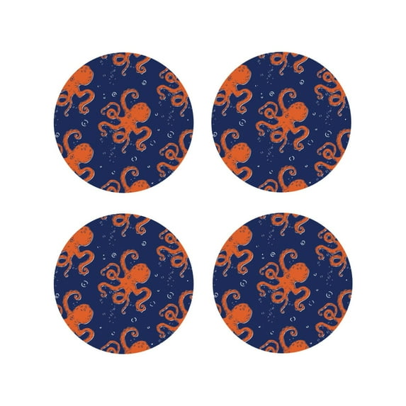 Kdxio Octopus Funny Coasters,4 Pcs Leather Coasters,Housewarming Gifts,Protect Furniture From Water Marks Scratch And Damage