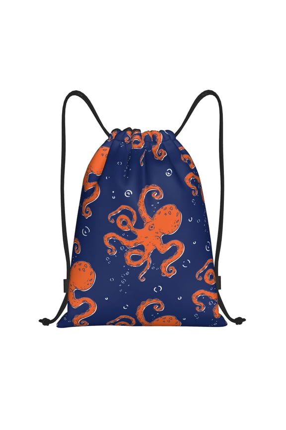 Octopus Print Drawstring Backpack Bag,Waterproof Draw String Back Sack, Gym Drawstring Bags Swim Bag For Unisex