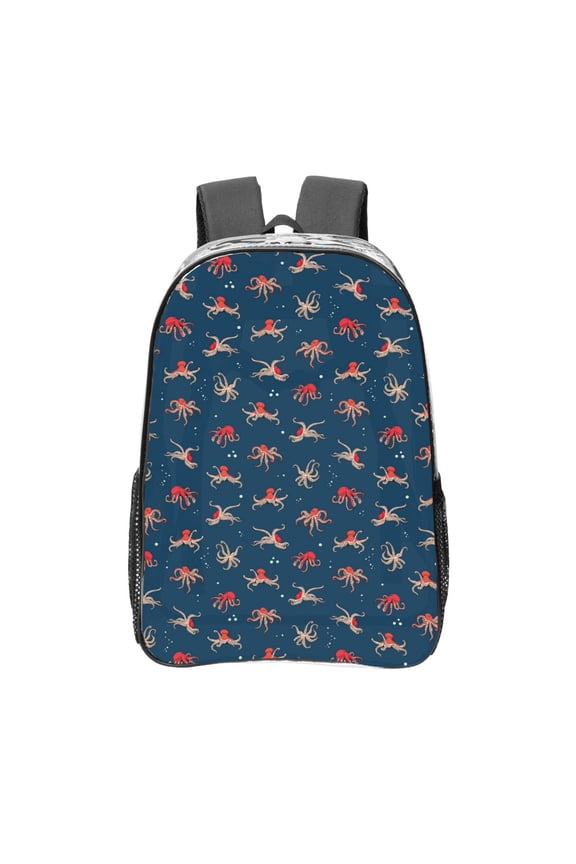 Octopus Sea Life Clear Backpack, Transparent Bookbag for School for Women Men, Capacity Clear Bag for College, Travel