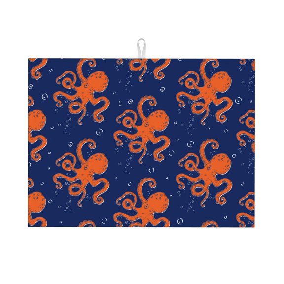 Kdxio Octopus for Dish Drying Mat,24*18 inch Absorbent Dish Drainer Kitchen Counter,Large Size Dish Drying Pad for Countertops,Draining Racks