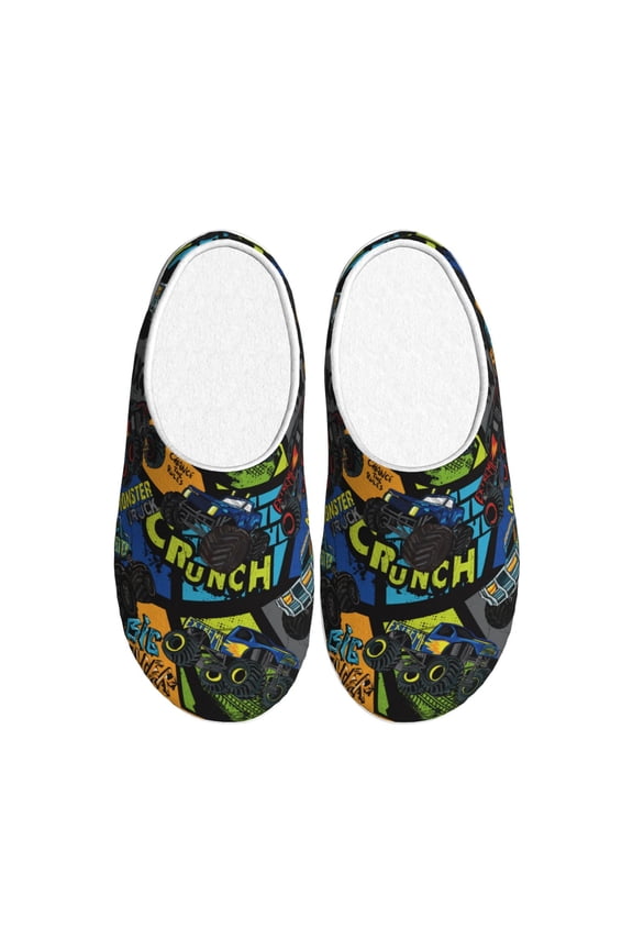 Off-Road Vehicle Women's Men's Slippers Plush Slip-On House Slipper for Winter Indoor Soft Cushion Non-slip Fluffy Slides Slippers-39/40