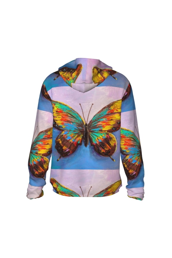 Oil Painting Beautiful Butterfly Print Women Men Sun Protection UPF 50+ Jackets Zip Up Long Sleeve Hoodie Hiking Lightweight with Pockets