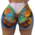 thumbnail image 1 of Kdxio Oil Painting Beautiful Butterfly Print Workout Shorts for Women Seamless Soft Smooth Gym Yoga Scrunch Active Shorts, 1 of 9