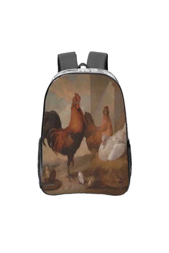 Oil Painting Chicken And Duck Clear Backpack, Transparent Bookbag for School for Women Men, Capacity Clear Bag for College, Travel