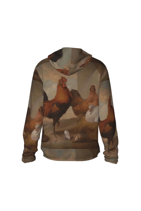 Oil Painting Chicken And Duck Print Women Men Sun Protection UPF 50+ Jackets Zip Up Long Sleeve Hoodie Hiking Lightweight with Pockets
