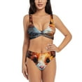 thumbnail image 1 of Kdxio Oil Painting Colorful Hamster Print Women's 2 Piece High Waisted Wrap Spaghetti Strap Summer Swimsuit Bikini Set-X-Large, 1 of 5