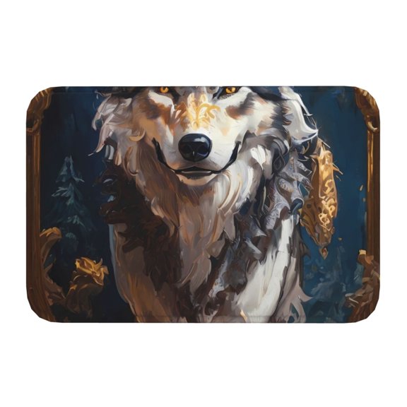 Kdxio Oil Painting Tribal Wolf,16" x 24", Non-Slip Front Door Mats,Outdoor Welcome Mat Washable