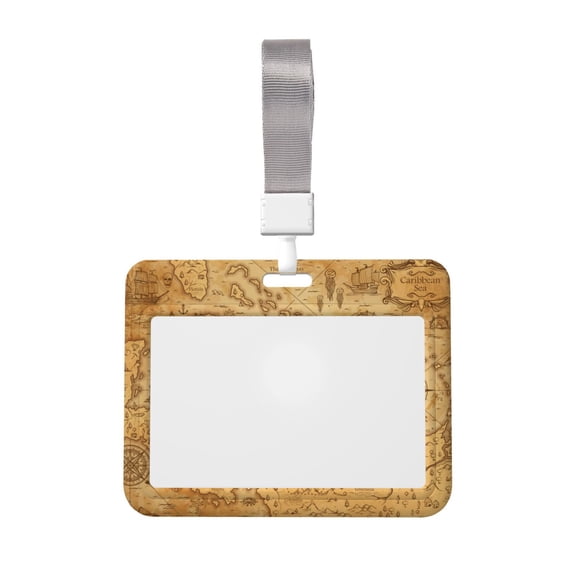 Kdxio Old Vintage Map Of Sea Card Badge Holder Work Badge Sleeve for Office, School, Factory, ID Credit Cards, Driver Licenses and Passes