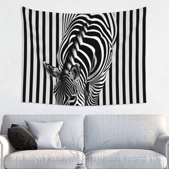 Kdxio Optical Zebra Illusion Wall Hanging Tapestries Banner For Bedroom College Dorm Home Living Room Party Decor 29X37 In