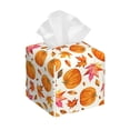 thumbnail image 1 of Kdxio Orange Autumn Leaves Print Tissue Box Cover,Square Decorative PU Leather Facial Paper Case Organizer Holder Dispenser for Bathroom,Night Stands,Desk,Car 5.2''X5.2''X5.2'', 1 of 6
