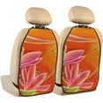thumbnail image 1 of Kdxio Orange Flower Psychedelic Print 2 Pack Car Kick Mat Seat Cover Back Protector Mat with Pockets for Organizer Backseat Protector and Storage Anti Kick Pad for Vehicles, 1 of 1