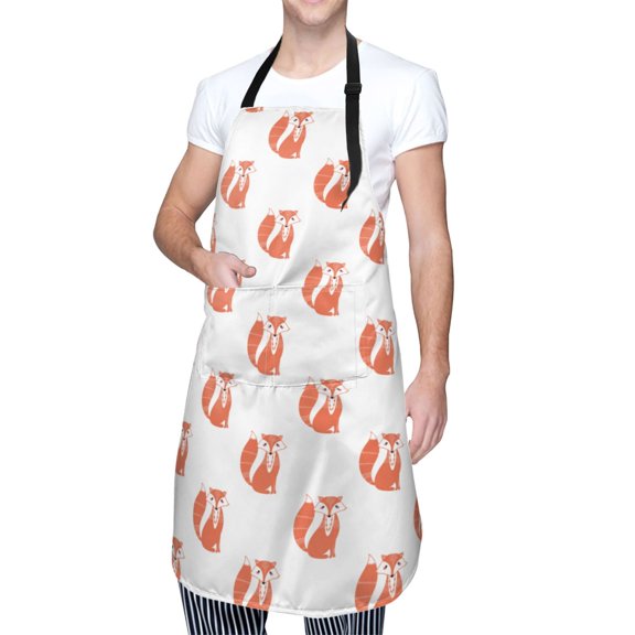 Kdxio Orange Fox Apron with Pockets Adjustable Kitchen Aprons for Men Women Waterproof Aprons for Cooking,Drawing,Crafting, Baking Household Cleaning