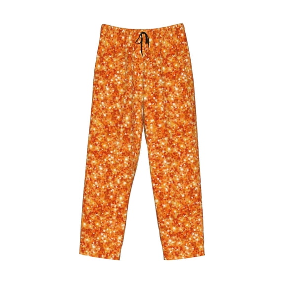 Kdxio Orange Glitter Print Men's Sleep Pajama Pant Lounge Pants with Pockets