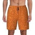 thumbnail image 1 of Kdxio Orange Glitter Print Men's Swim Trunks with Compression Liner 7 Inch Inseam Quick Dry Swim Shorts, 1 of 7