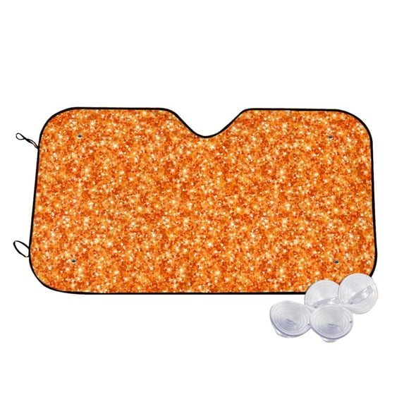 Kdxio Orange Glitter Print Windshield Sun Shade,UV Rays and Sun Heat Protection,Sunshade for Car Windshield,Car Shade Front Windshield - Small