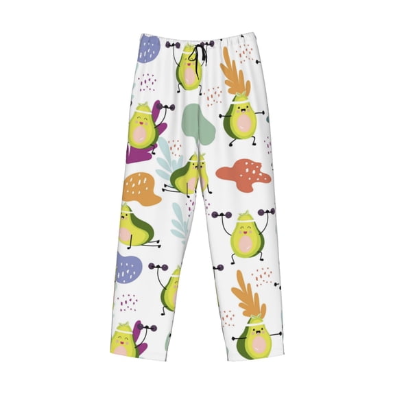 Kdxio Orange Green Avocado Print Men's Sleep Pajama Pant Lounge Pants with Pockets