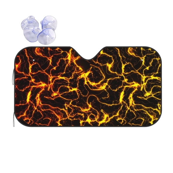 Kdxio Orange Lightning Print Front Windshield Sun Shade,Folding Auto Sunshade for Car Truck SUV-Small