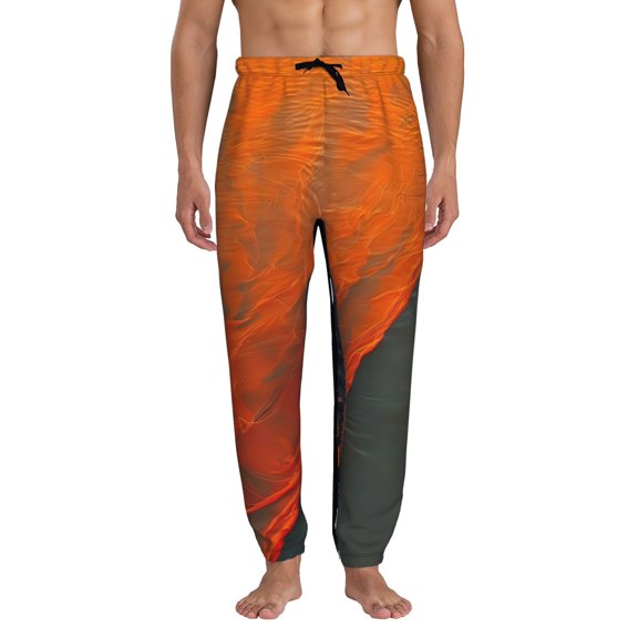 Kdxio Orange Net Fishing Boat Pattern Joggers,Sweatpants for Men with Pockets-Small