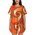 thumbnail image 1 of Kdxio Orange Rotating Print Pajamas Sets for Women Short-Sleeved Pjs with Lounge Shorts Two Piece Sleepwear S-4XL, 1 of 8