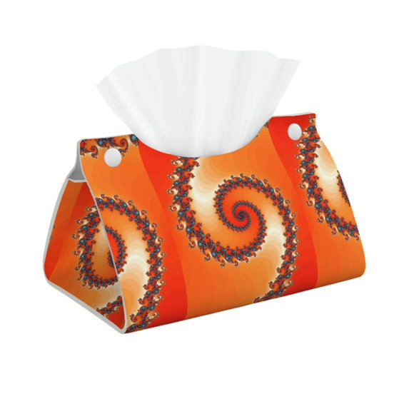 Kdxio Orange Rotating Print Tissue Box Cover,Modern PU Leather Rectangular Tissue Box Holder for Bathroom Living Room Bedroom Office Desk Car Home