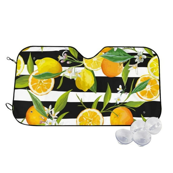 Kdxio Orange and Lemon Print Windshield Sun Shade,UV Rays and Sun Heat Protection,Sunshade for Car Windshield,Car Shade Front Windshield - Medium