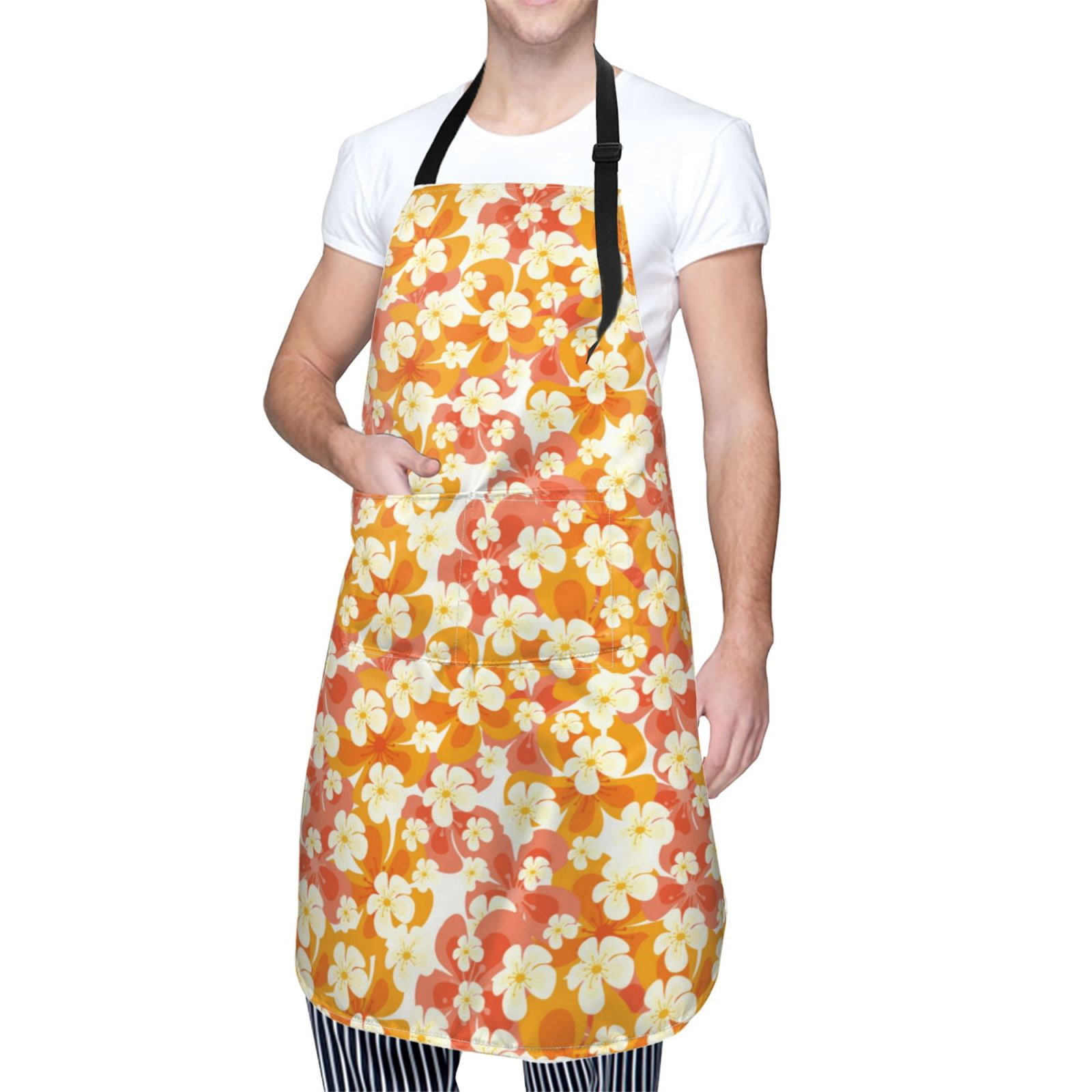Kdxio Orchids Flowers Apron with Pockets Adjustable Kitchen Aprons for Men Women Waterproof Aprons for Cooking,Drawing,Crafting, Baking Household Cleaning
