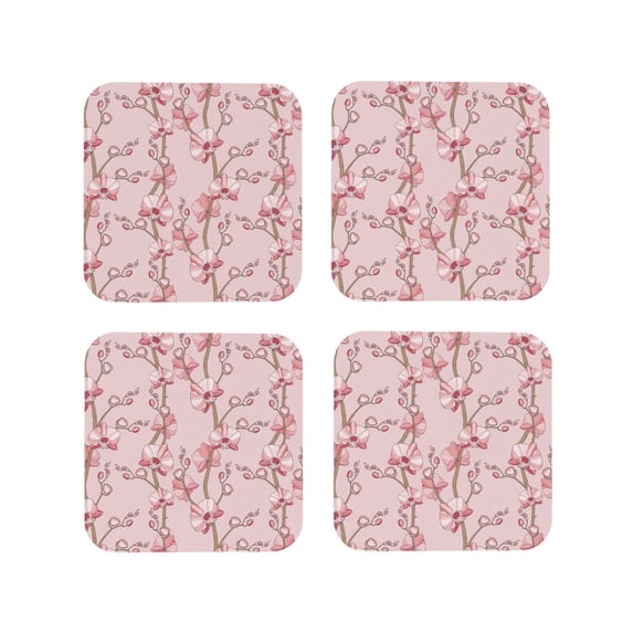 Kdxio Orchids Flowers Funny Coasters,4 Pcs Leather Coasters,Housewarming Gifts,Protect Furniture from Water Marks Scratch and Damage