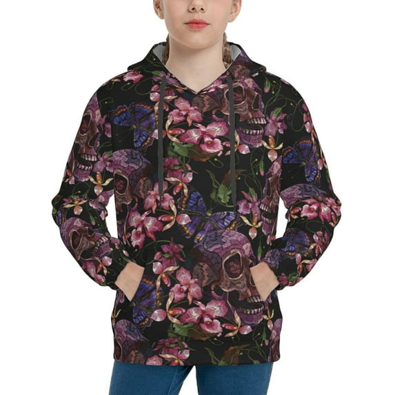 Kdxio Orchids Flowers Pattern Boys Athletic Unisex Boys Girls Hoodie with Pocket Sweatshirts-Small